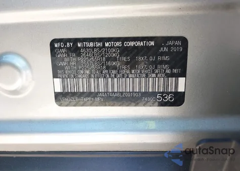 2020 Mitsubishi Eclipse Cross Le 1.5T Awc from USA, damaged, VIN JA4AT4AA6LZ001903